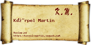 Körpel Martin névjegykártya